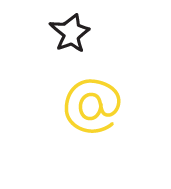 dashed shooting star surrounding an at sign