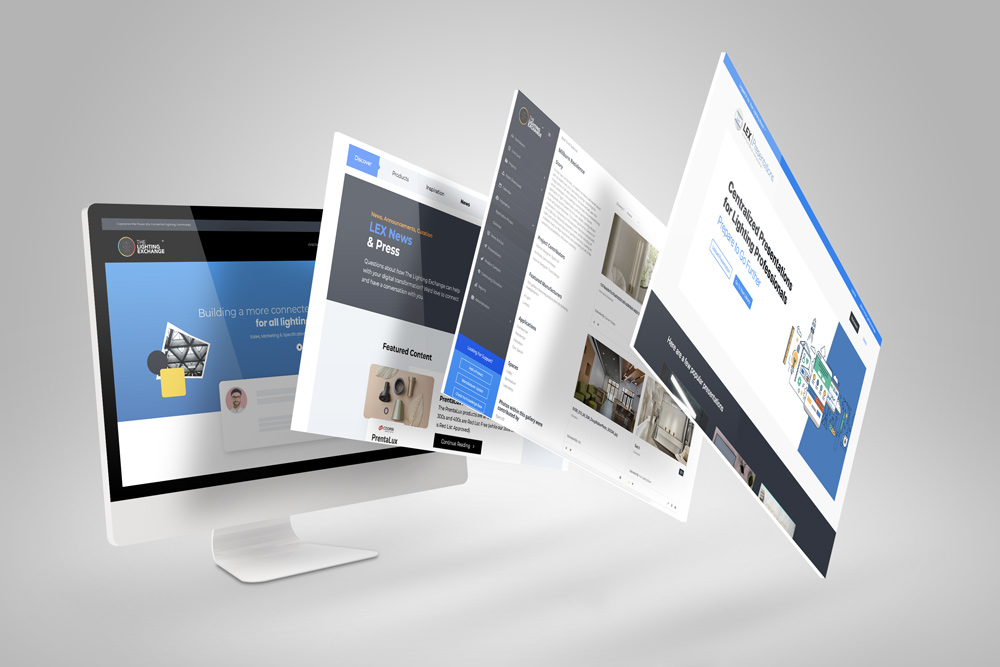 lighting exchange website and portal screens